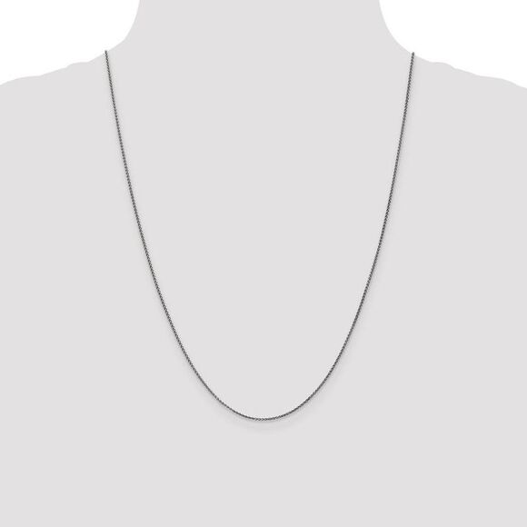 1.2mm 14k White Gold Solid Diamond Cut Spiga Chain Necklace, 24 Inch - Picture 2 of 8